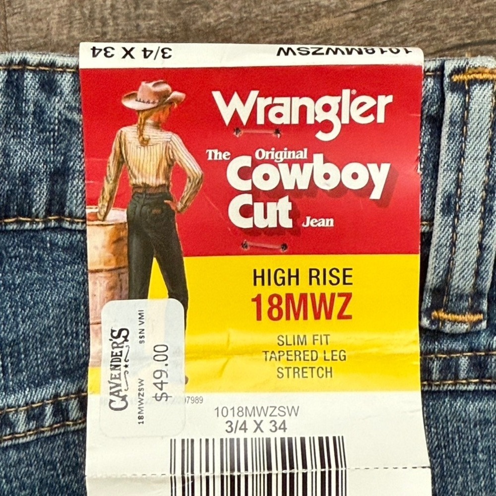 Wrangler Women's Cowboy Cut High Rise Straight Leg Jeans, Medium Wash,3/4x34 NWT - Picture 3 of 13